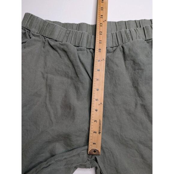 Poetry Linen Balloon Barrel Pants Green Size 14 Cropped Lagenlook Boho - Picture 8 of 11